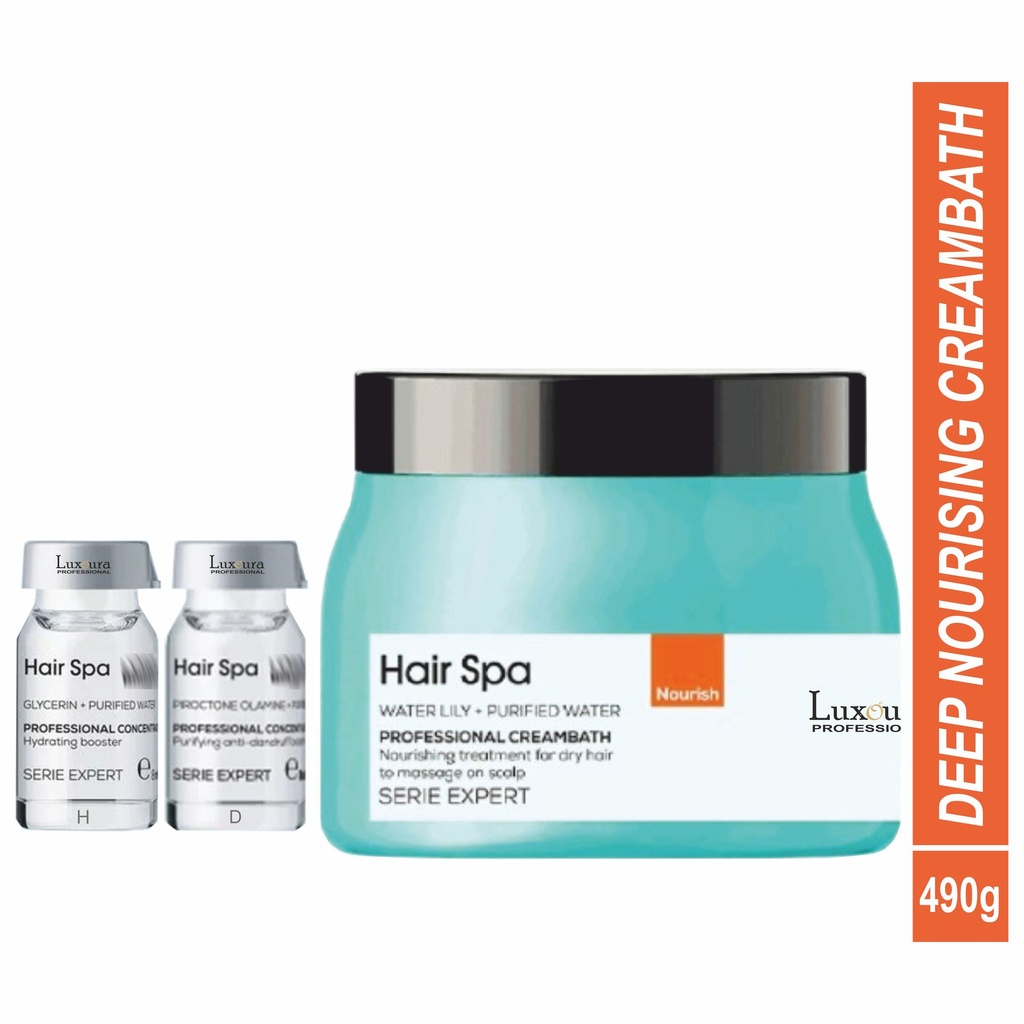 LUXOURA Professional Nourish Hair Spa Cream with Ampoules for Deep Nourishment Treatment.